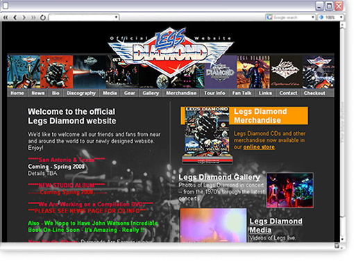 Legs Diamond Website Design